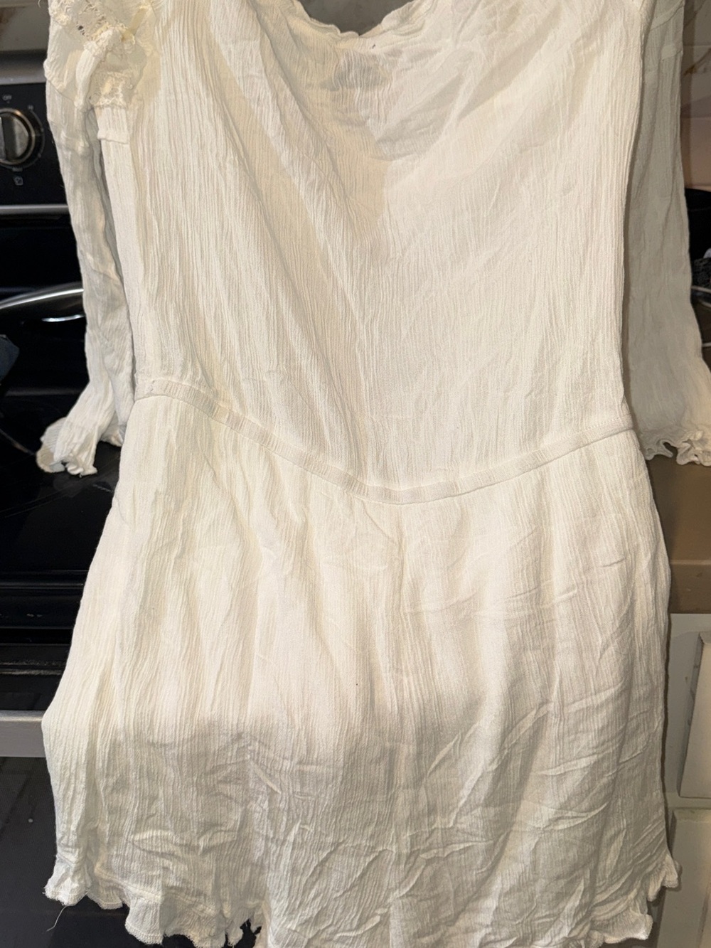 Rue21 White Long-Sleeve Textured romper